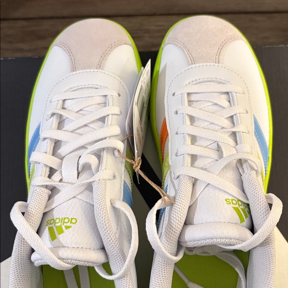 NIB [Adidas] VL Court 3.0 K Skateboard Tennis Shoes Sneakers Neon Youth 5 / W 6 - Picture 8 of 14